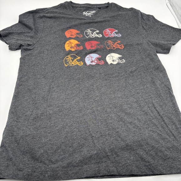 Penguin By Munsingwear T-shirt Football Helmets Penguins Men's Size Large Gray - Picture 1 of 14